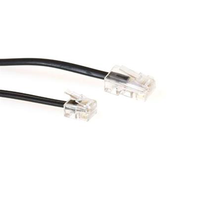 ACT Black 1 meter flat telephone cable with RJ11 and RJ45 connectors