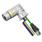 CONEC 58-05247 Hybrid B23 3+PE+2 PWR male / data female angled connector to open end, 0,50 meter