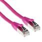 ACT Pink 25.00 meter SFTP CAT6A patch cable snagless with RJ45 connectors