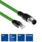 ACT Industrial 20.00 meters Sensor cable M12D 8-pin male right angled to RJ45 male, Superflex Xtreme TPE cable, shielded